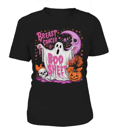 Pink Ribbon Halloween Funny Breast Cancer Is Boo Women's T-Shirt