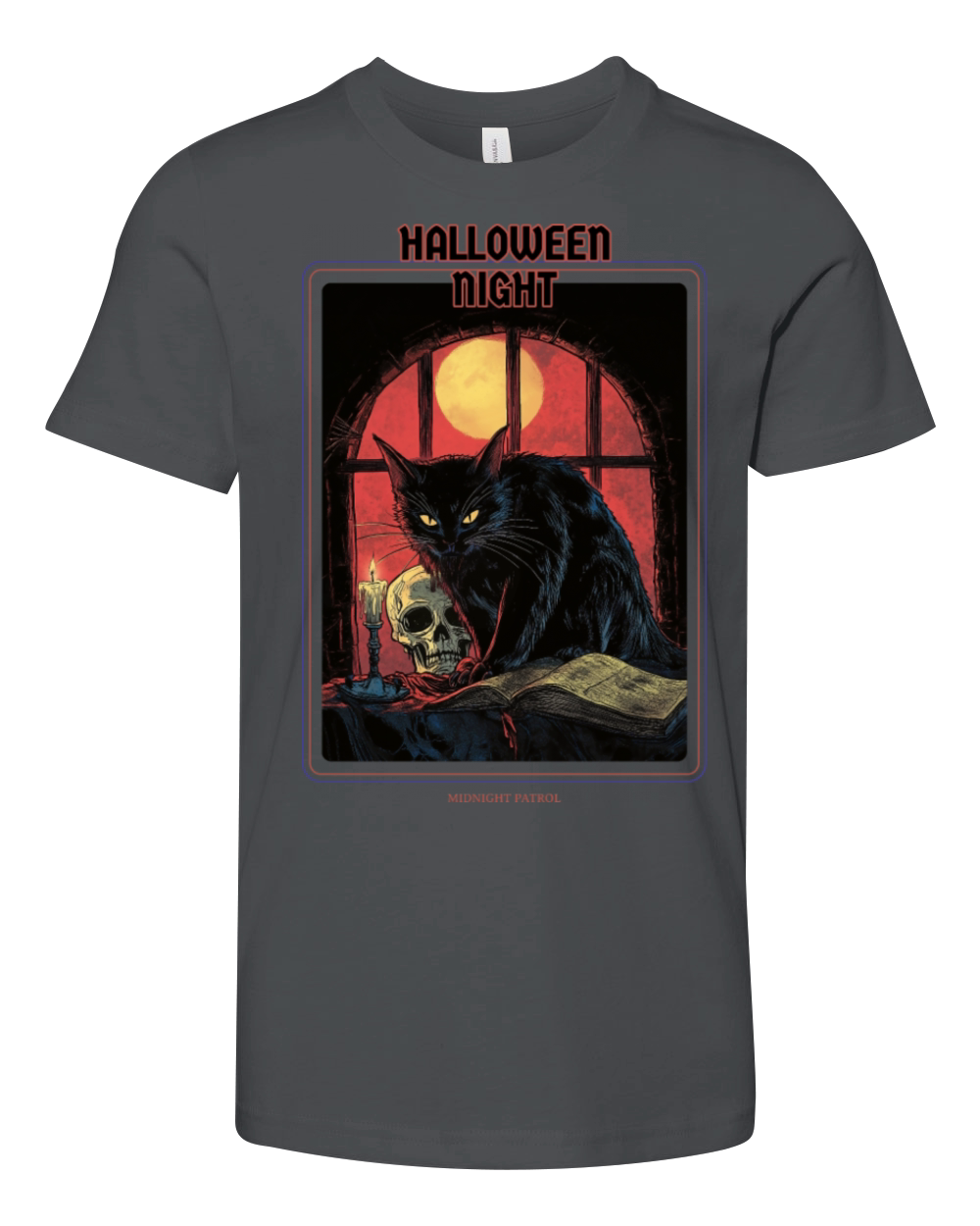 Black Cat Halloween Scary Youth Unisex Jersey Tee