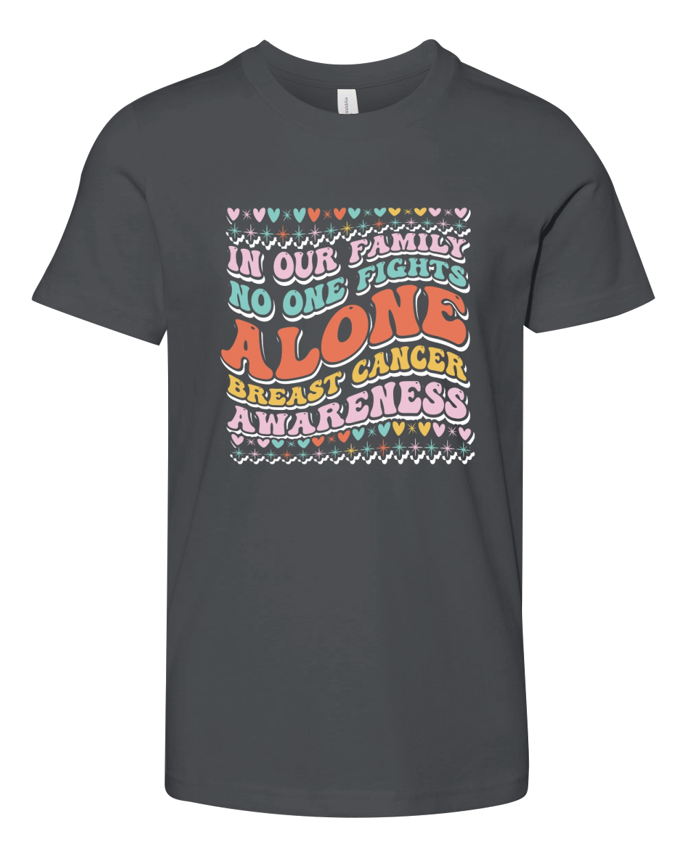 In our family no one fights alone breast cancer awareness 03 Youth Unisex Jersey Tee
