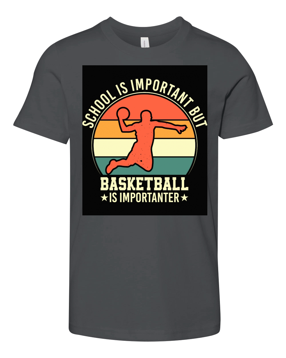School is important but Basketball is importanter Youth Unisex Jersey Tee