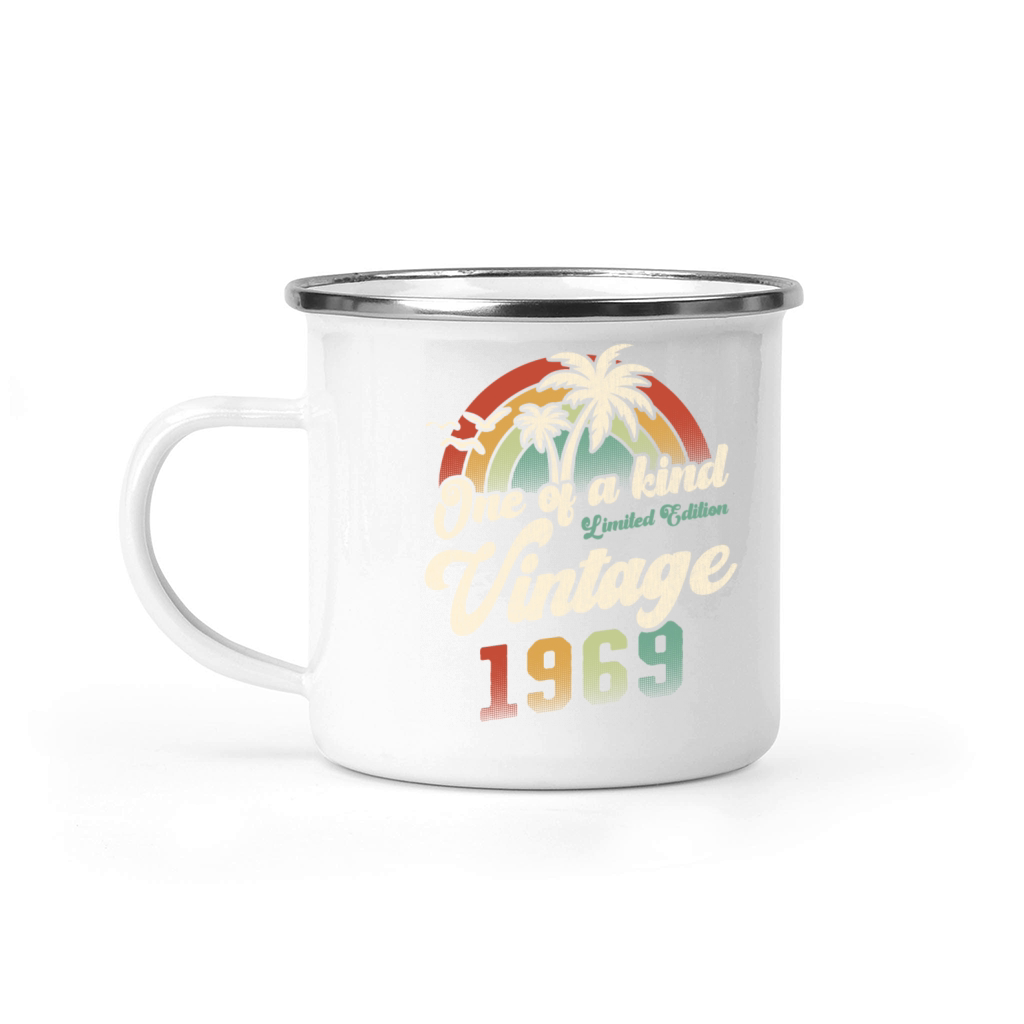 Vintage 1969 Birthday Palm Trees Camping Mug