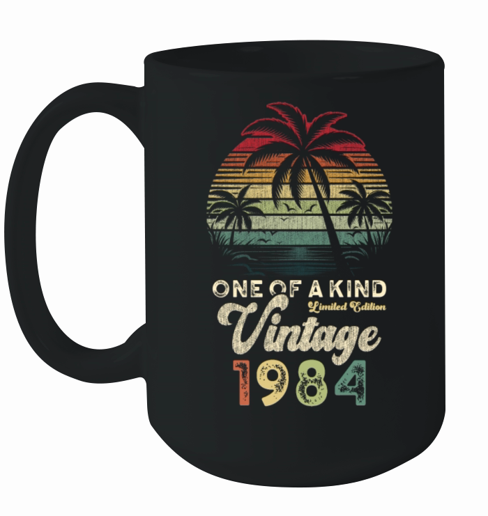 Vintage 1984 Birthday Palm Trees Ceramic Mug