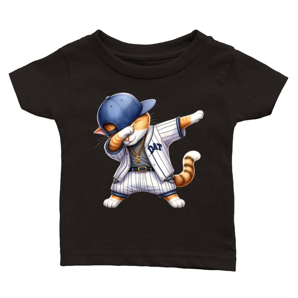 Realistic Dabbing Baseball Cat Classic Baby Crewneck T-shirt