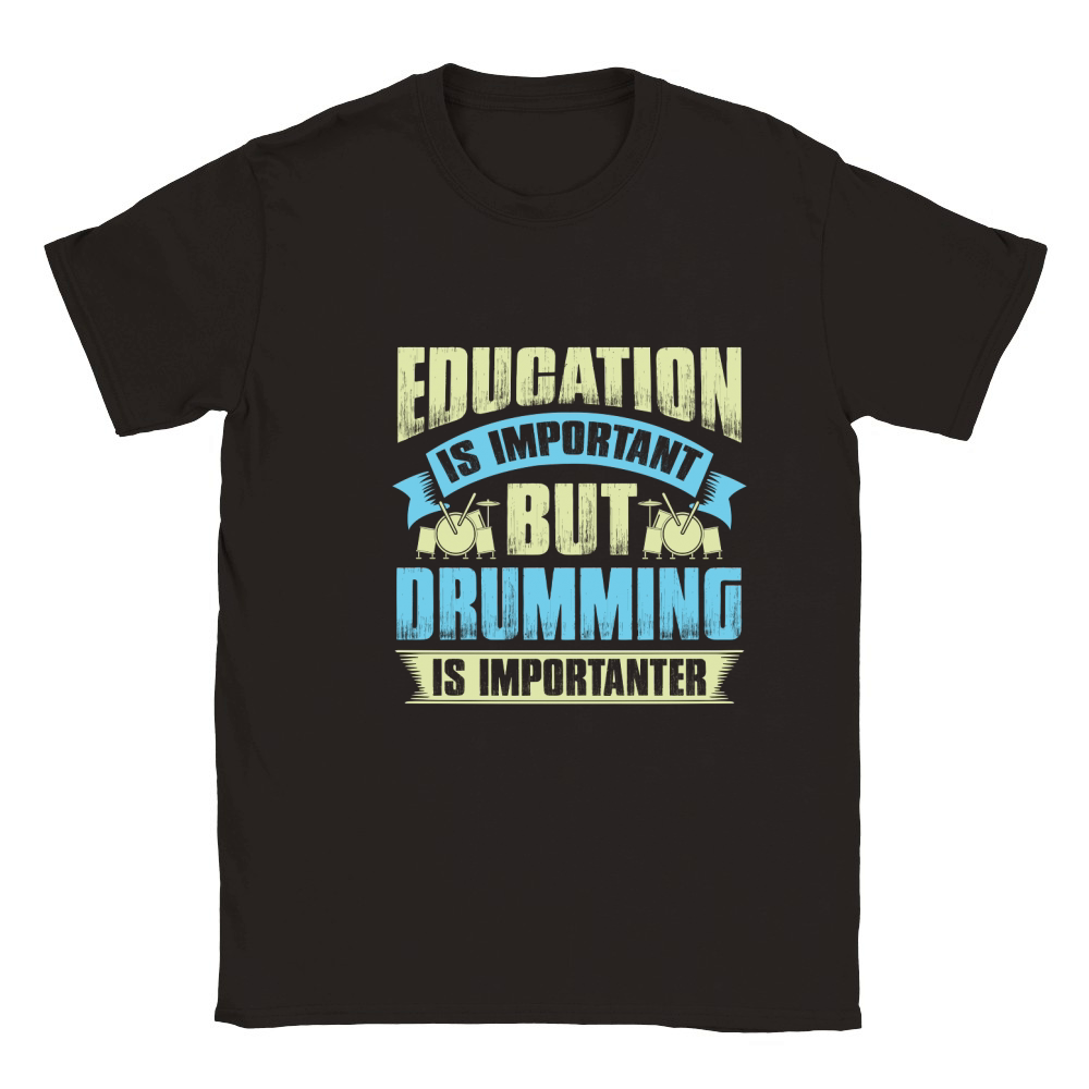Education is important but drumming is importanter Classic Kids Crewneck T-shirt