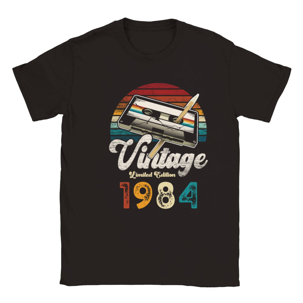 Vintage 1984 Birthday Cassette Pencil Classic Kids Crewneck T-shirt