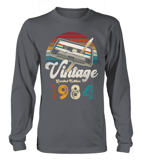 Vintage 1984 Birthday Cassette Pencil Long sleeved Unisex