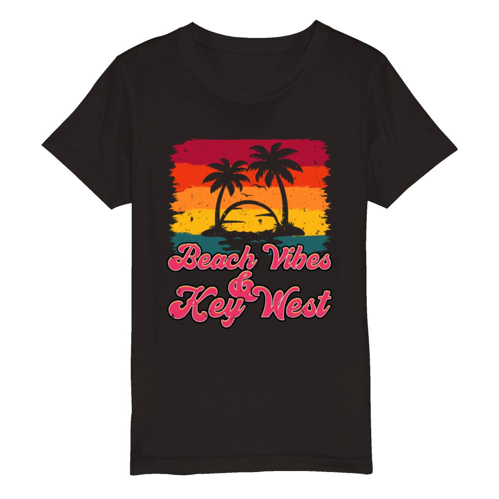 Florida Keys BEACH VIBES WEST KEYS KEY-WEST Organic Kids Crewneck T-shirt