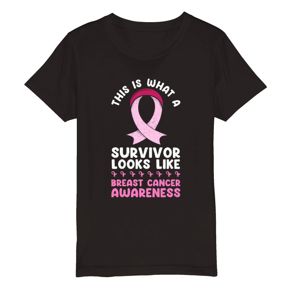 This Is What A Survivor Looks Like Breast Cancer Organic Kids Crewneck T-shirt