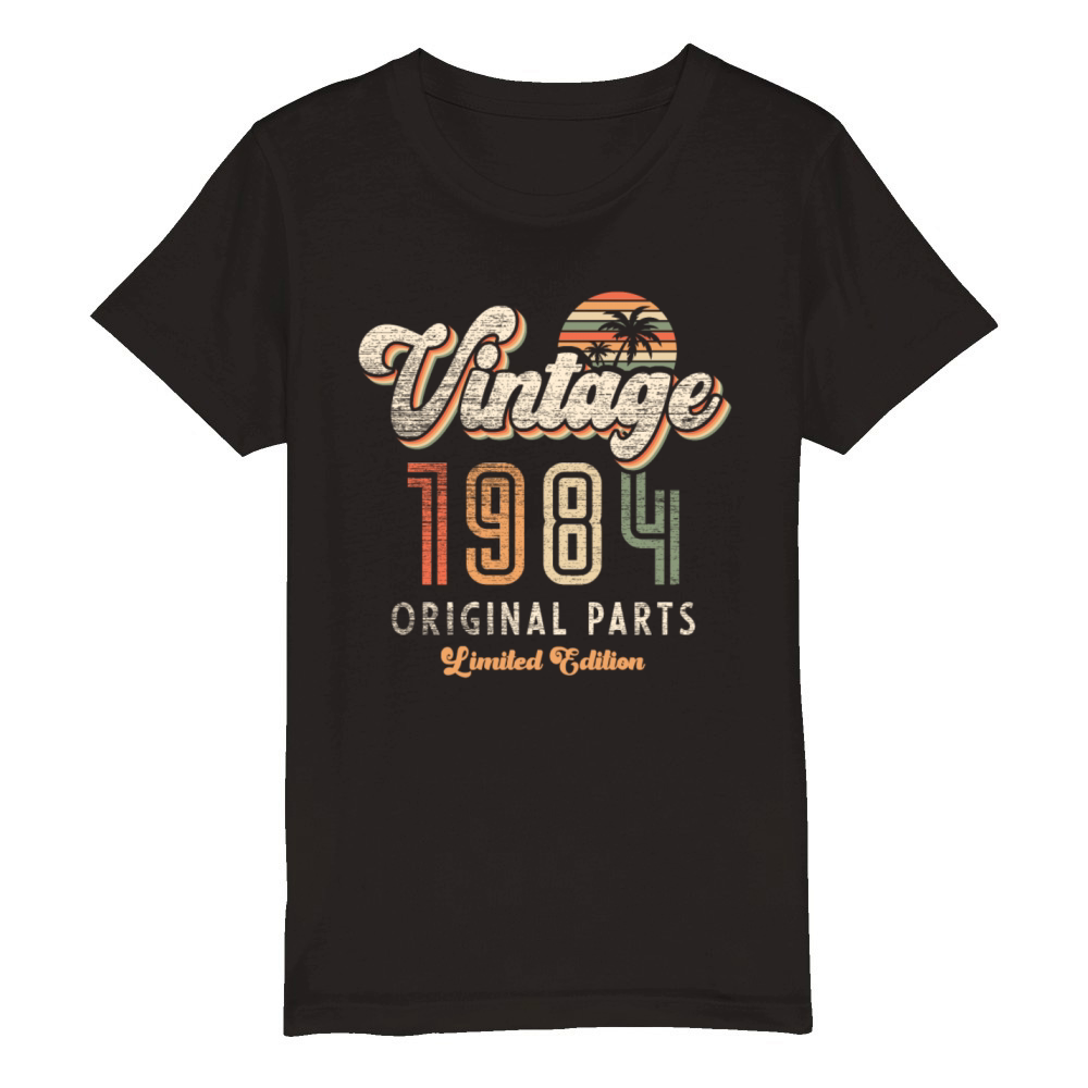 Vintage 1984 Birthday Retro Organic Kids Crewneck T-shirt