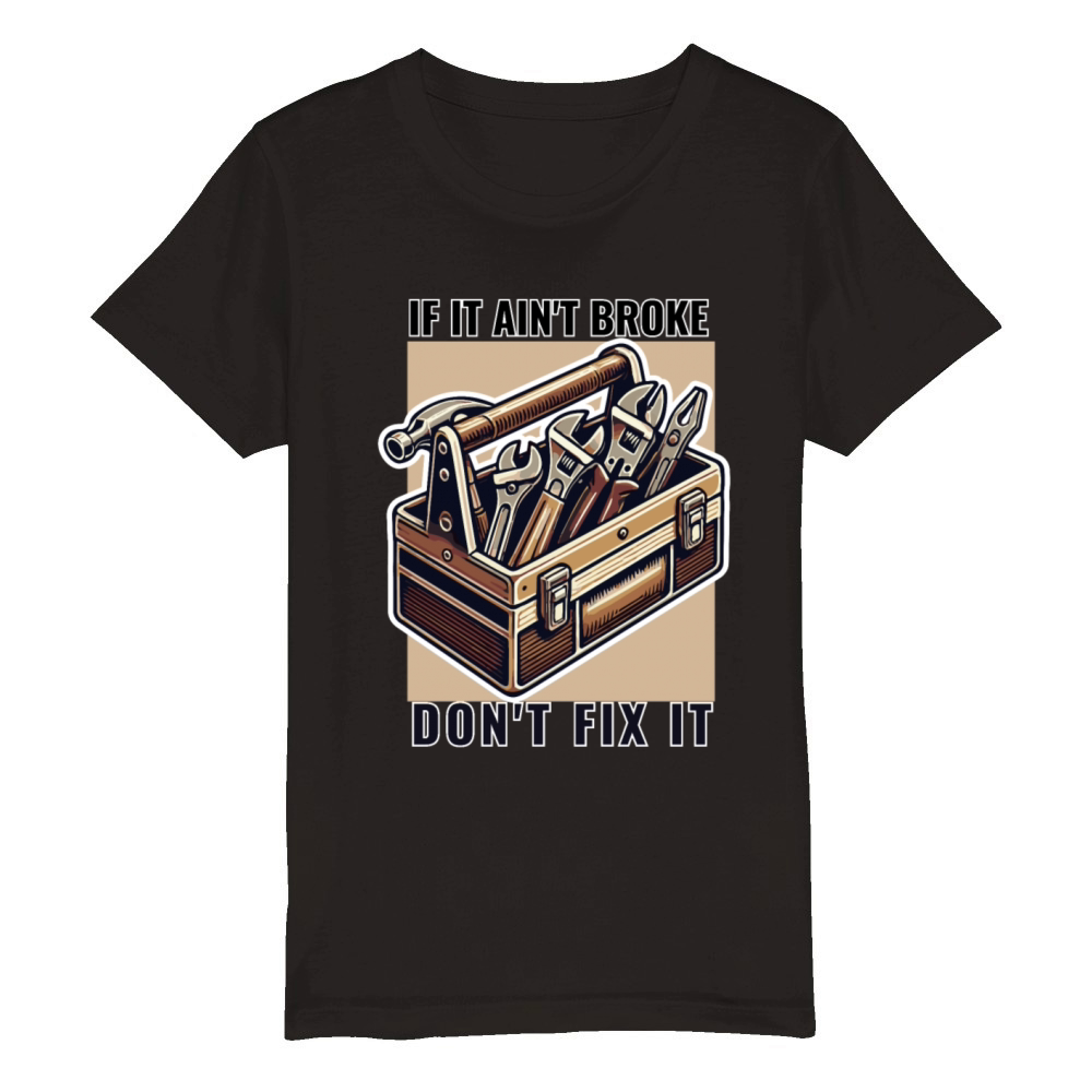 Vintage Toolbox Design with Classic Mechanic Quote Organic Kids Crewneck T-shirt