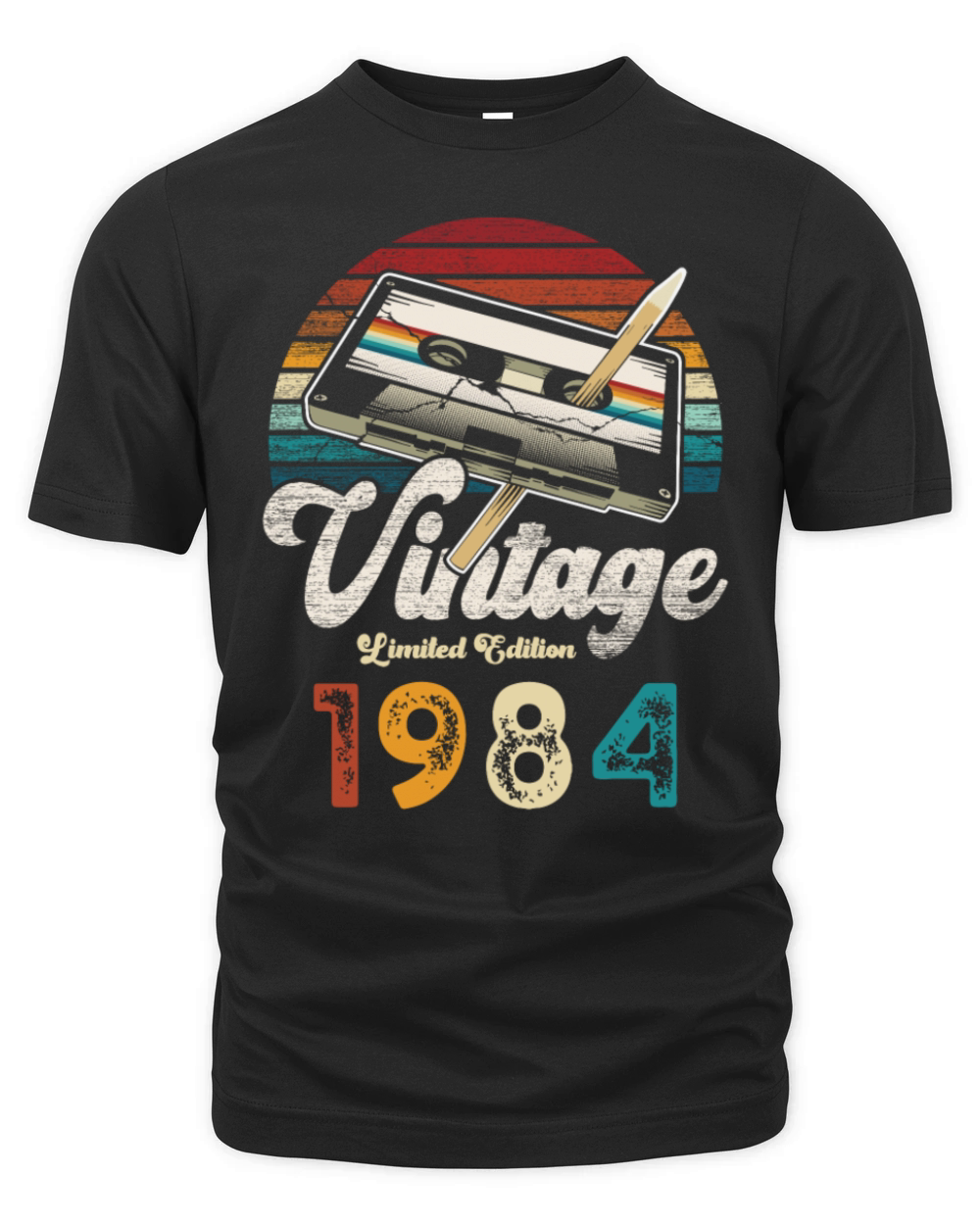 Vintage 1984 Birthday Cassette Pencil Organic Unisex T-shirt