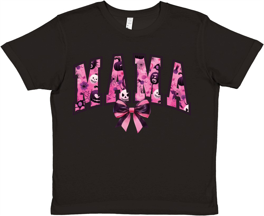 MamaPinkHalloweenCoquette PNG Premium Kids Crewneck T-shirt