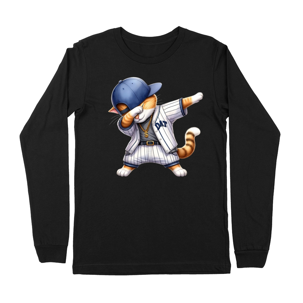 Realistic Dabbing Baseball Cat Premium Long Sleeve