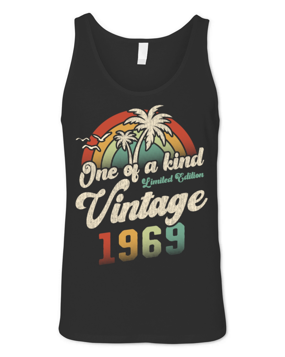 Vintage 1969 Birthday Palm Trees Unisex Jersey Tank