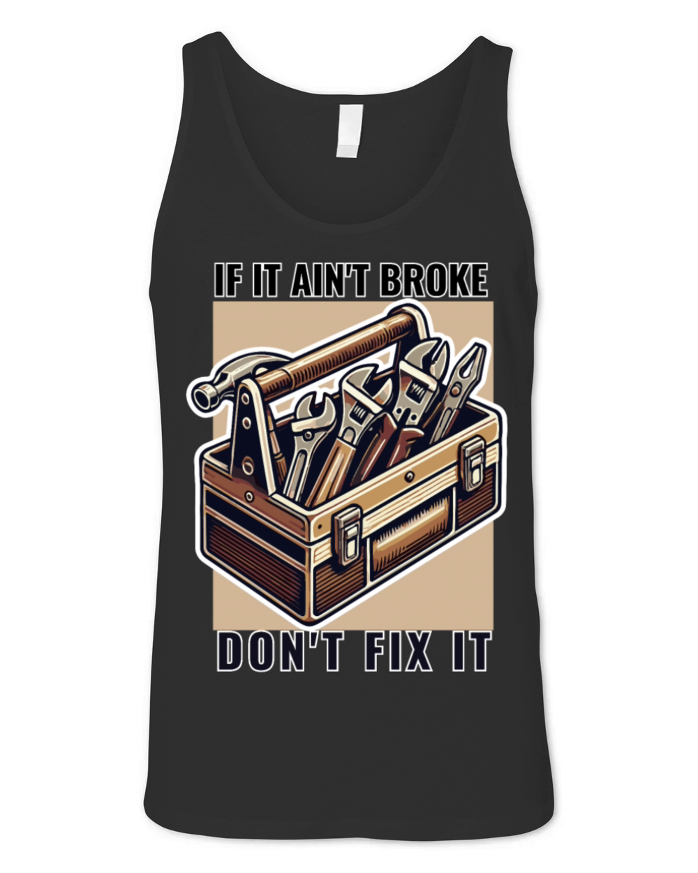 Vintage Toolbox Design with Classic Mechanic Quote Unisex Jersey Tank