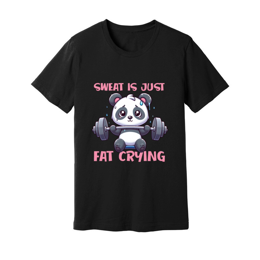Cute Panda Sweat Is Just Fat Crying Gym Unisex Jersey Tee