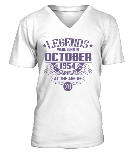 70th birthday retro legend born October 1954 V-Neck T-shirt