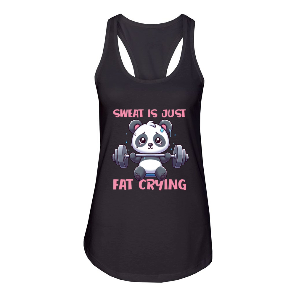Cute Panda Sweat Is Just Fat Crying Gym Women's Racerback Tank