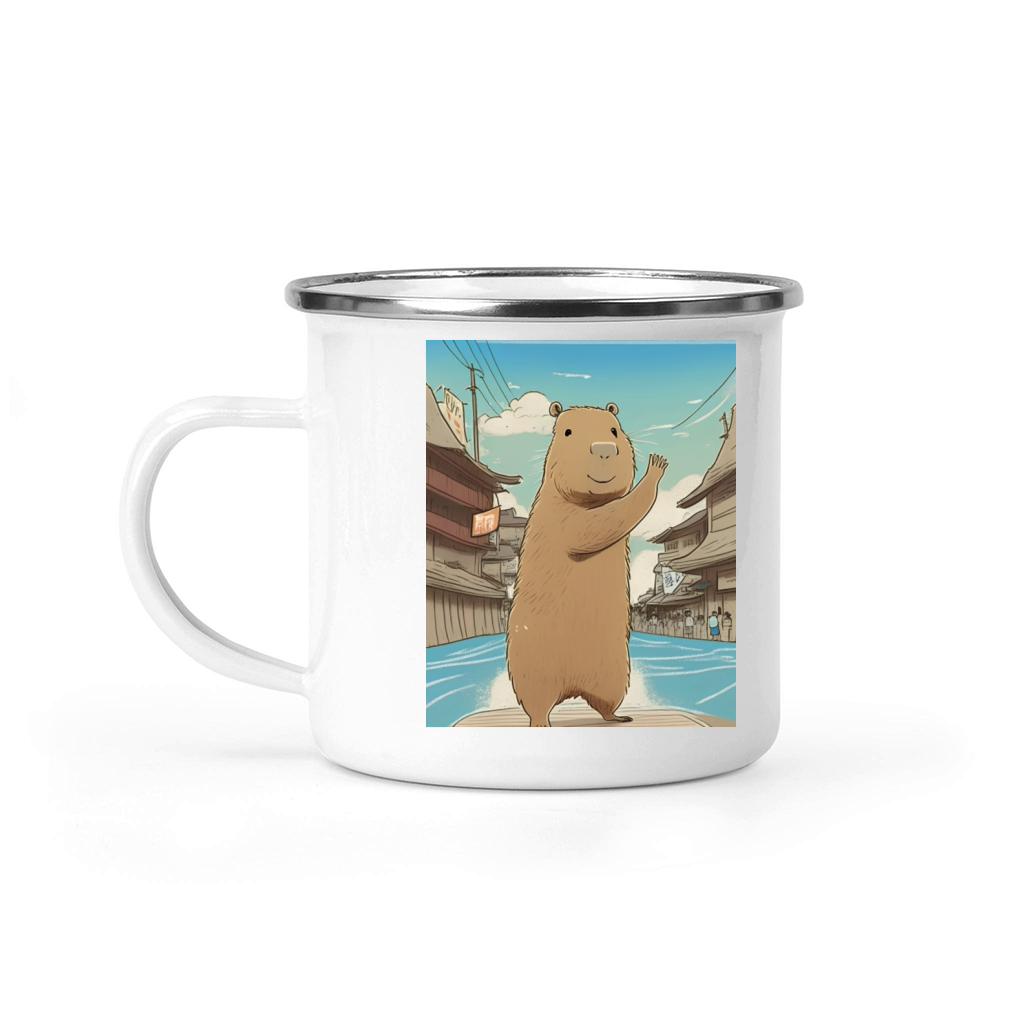 Funny Graphic Tee Capybara Selfie Vintage style Camping Mug