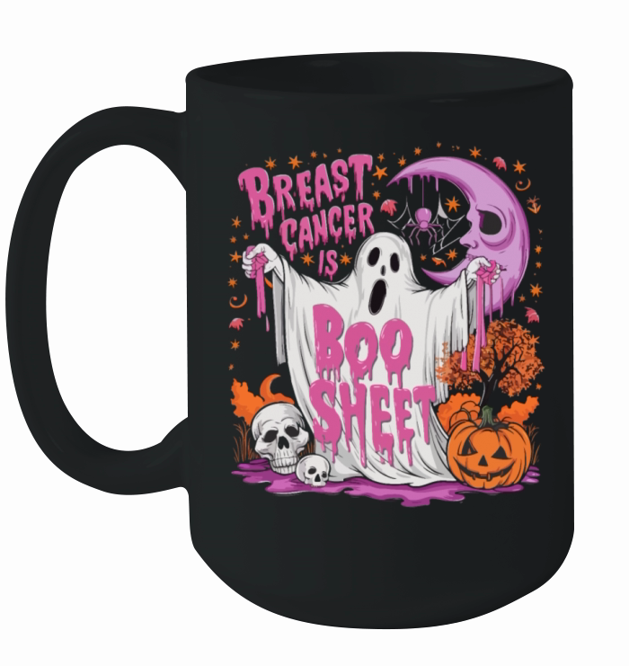 Pink Ribbon Halloween Funny Breast Cancer Is Boo Ceramic Mug