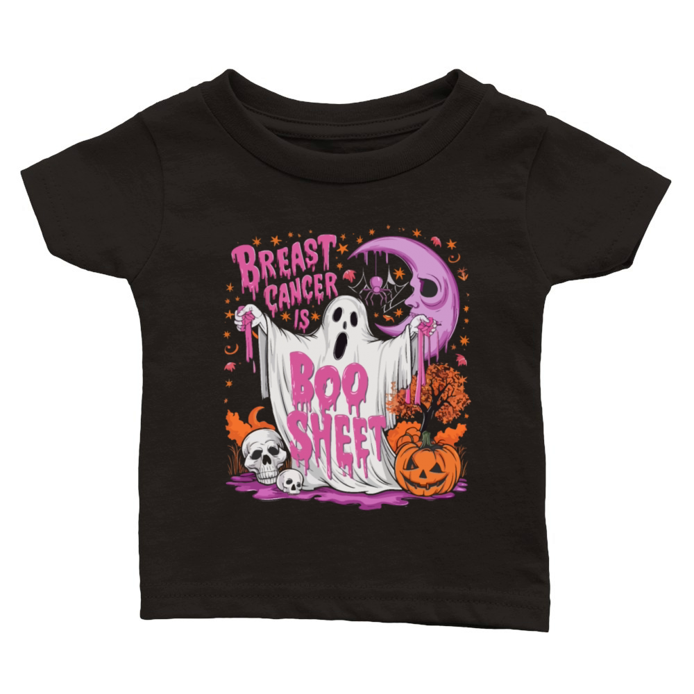 Pink Ribbon Halloween Funny Breast Cancer Is Boo Classic Baby Crewneck T-shirt