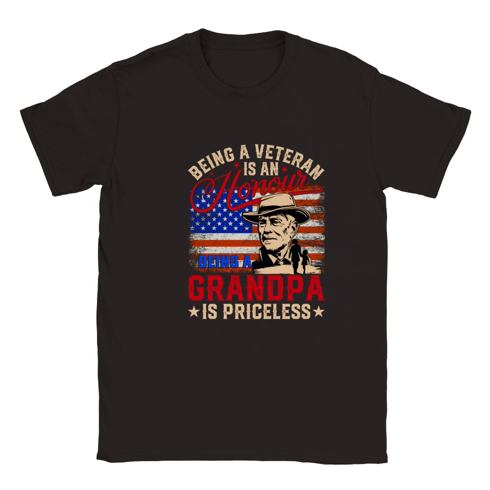 Being a veteran is an honour being a grandpa is priceless Classic Kids Crewneck T-shirt