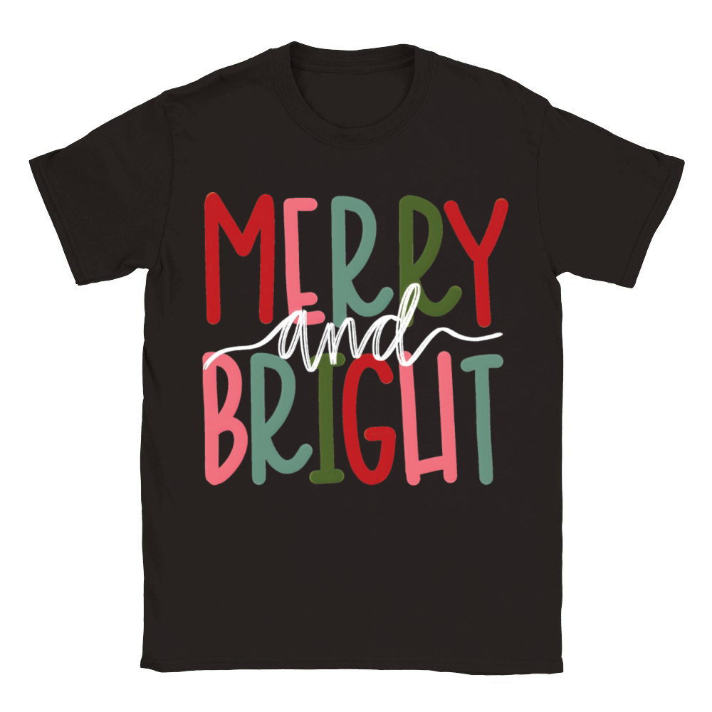 Merry and Bright Christmas Family Xmas Vintage Classic Kids Crewneck T-shirt