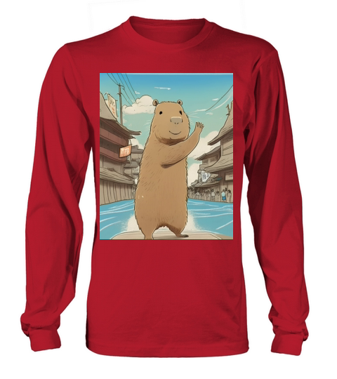 Funny Graphic Tee Capybara Selfie Vintage style Long sleeved Unisex