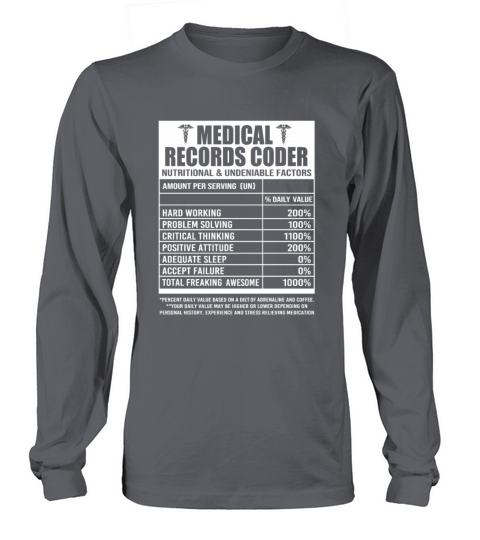 Vintage Medical Records Coder Nutritional Facts Long sleeved Unisex