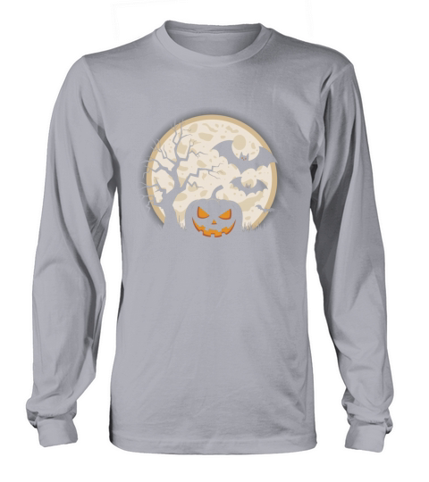 Vintage Pumpkin Scene Halloween Classic T-Shirt Long sleeved Unisex