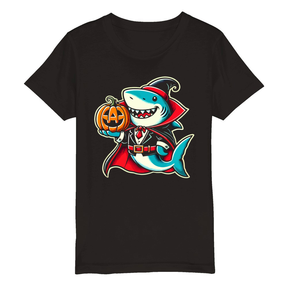Shark and pumpkins Organic Kids Crewneck T-shirt