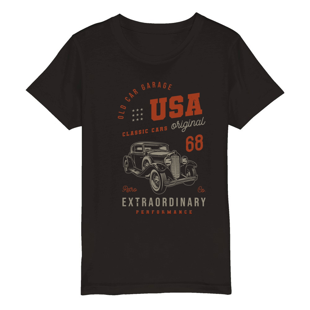 vintage custom usa classic car vector (1) Organic Kids Crewneck T-shirt