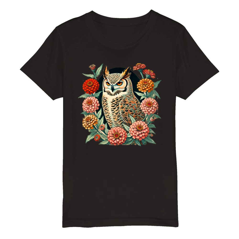 Vintage Owl Organic Kids Crewneck T-shirt
