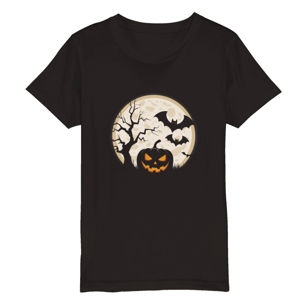 Vintage Pumpkin Scene Halloween Classic T-Shirt Organic Kids Crewneck T-shirt