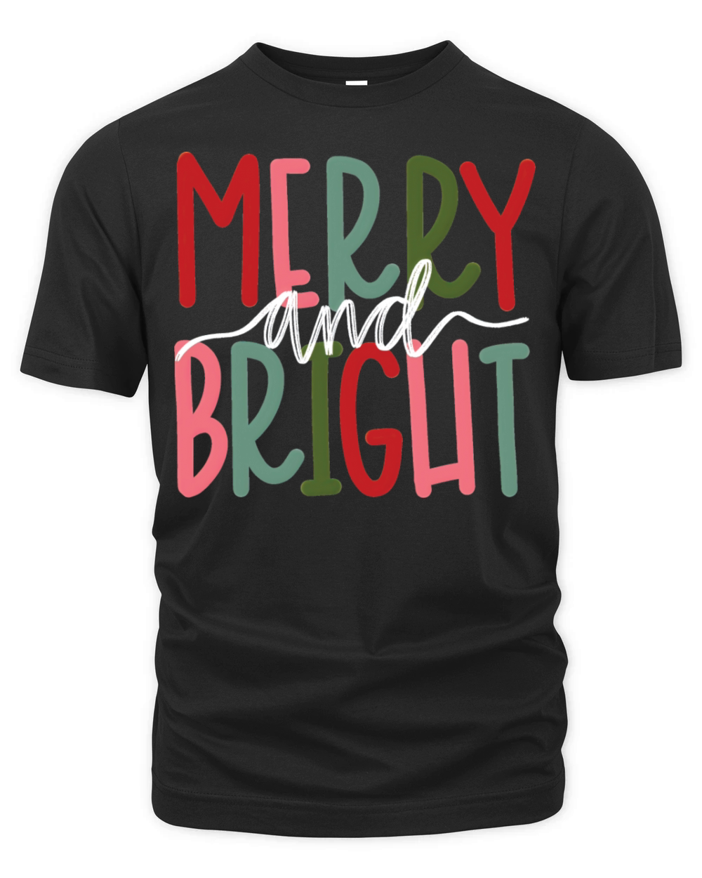 Merry and Bright Christmas Family Xmas Vintage Organic Unisex T-shirt