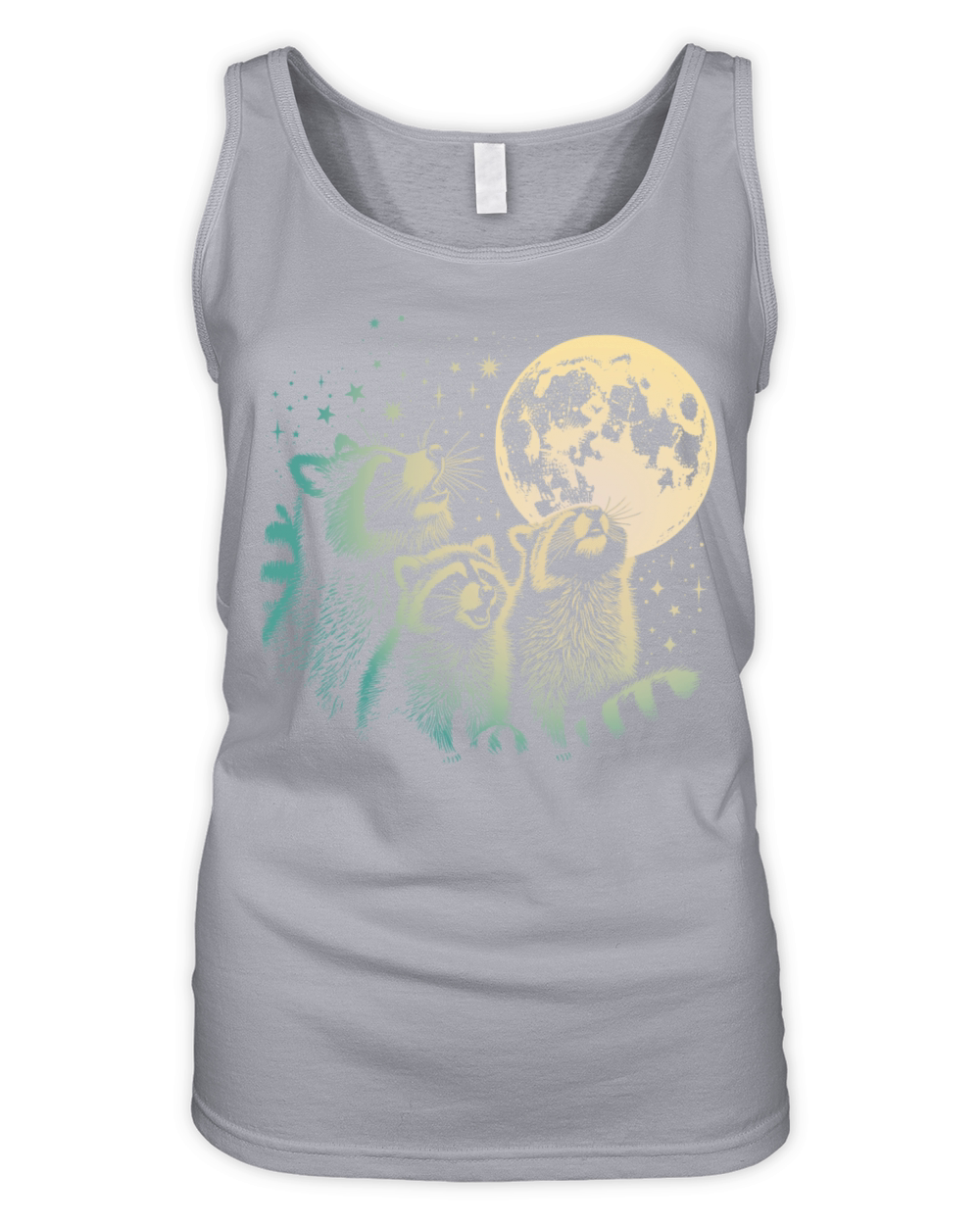 Funny 3 Howling Raccoons Under Moon Space Cowboy M Organic Women's Tank Top