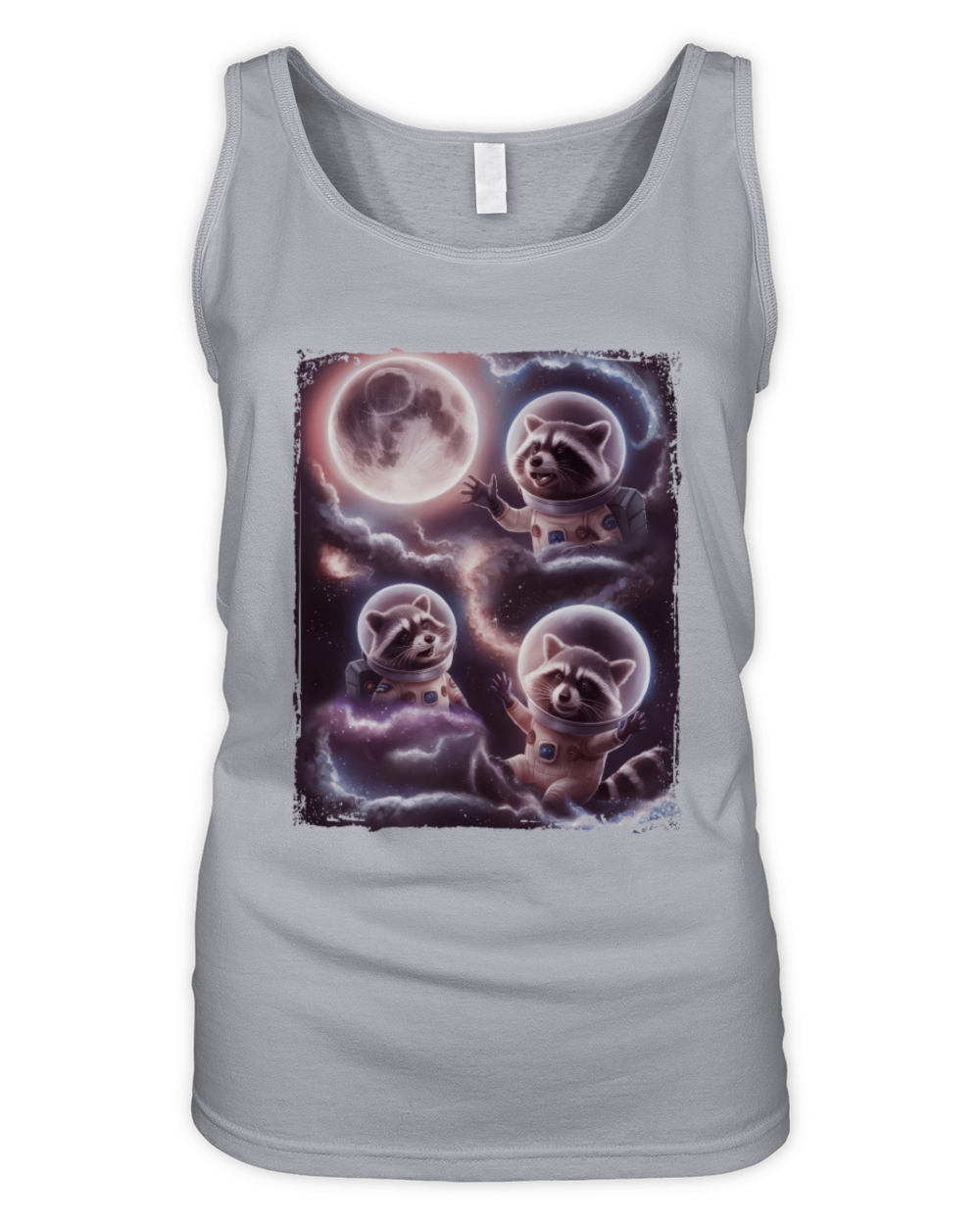 Funny Raccoons Astronaut Space Cosmos Moon Raccoon Organic Women's Tank Top