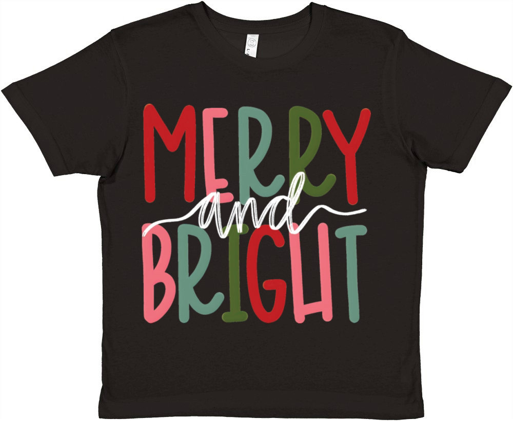 Merry and Bright Christmas Family Xmas Vintage Premium Kids Crewneck T-shirt
