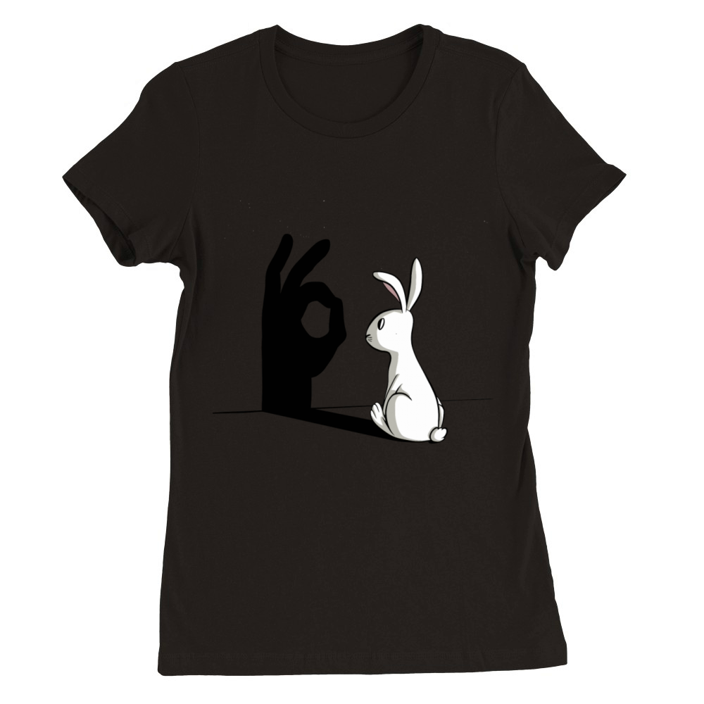 Funny Rabbit Hand Shadow - Playful Shadow Puppet Premium Womens Crewneck T-shirt