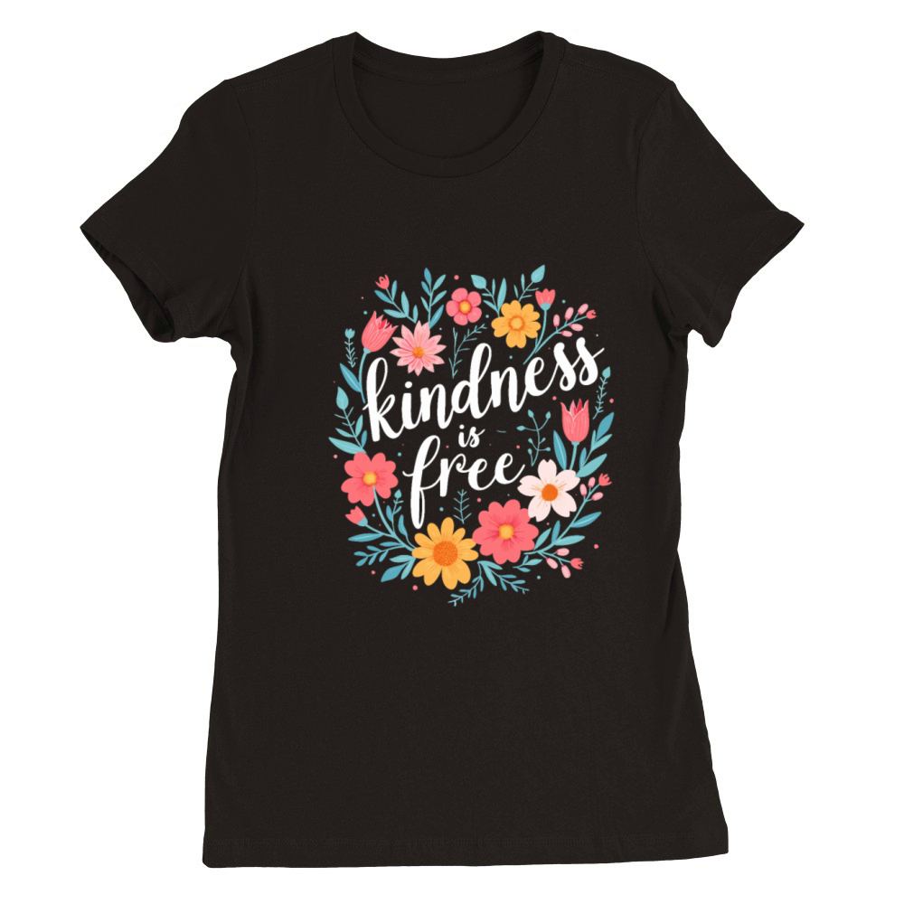 Kindness Is Free Inspirational Motivational Quote Premium Womens Crewneck T-shirt