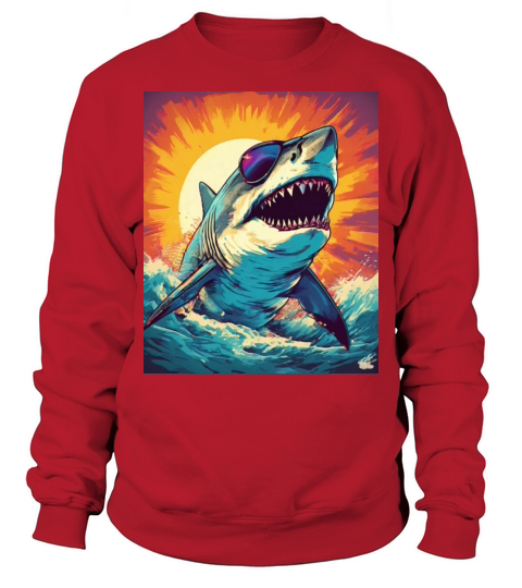 Giant Shark Wearing Sunglasses Sweatshirt Unisex