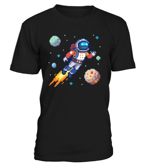 flying astronaut in space pixel T-Shirt Unisex