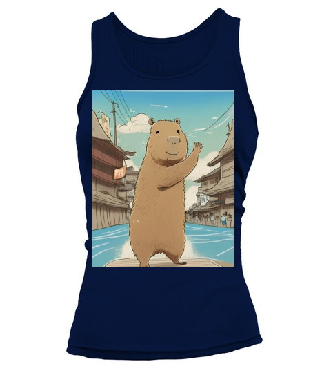Funny Graphic Tee Capybara Selfie Vintage style Tank top Woman