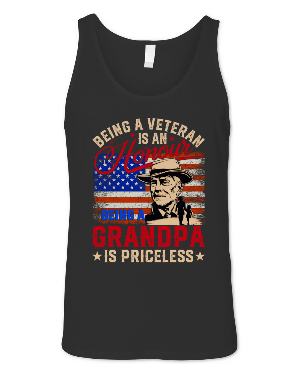 Being a veteran is an honour being a grandpa is priceless Unisex Jersey Tank
