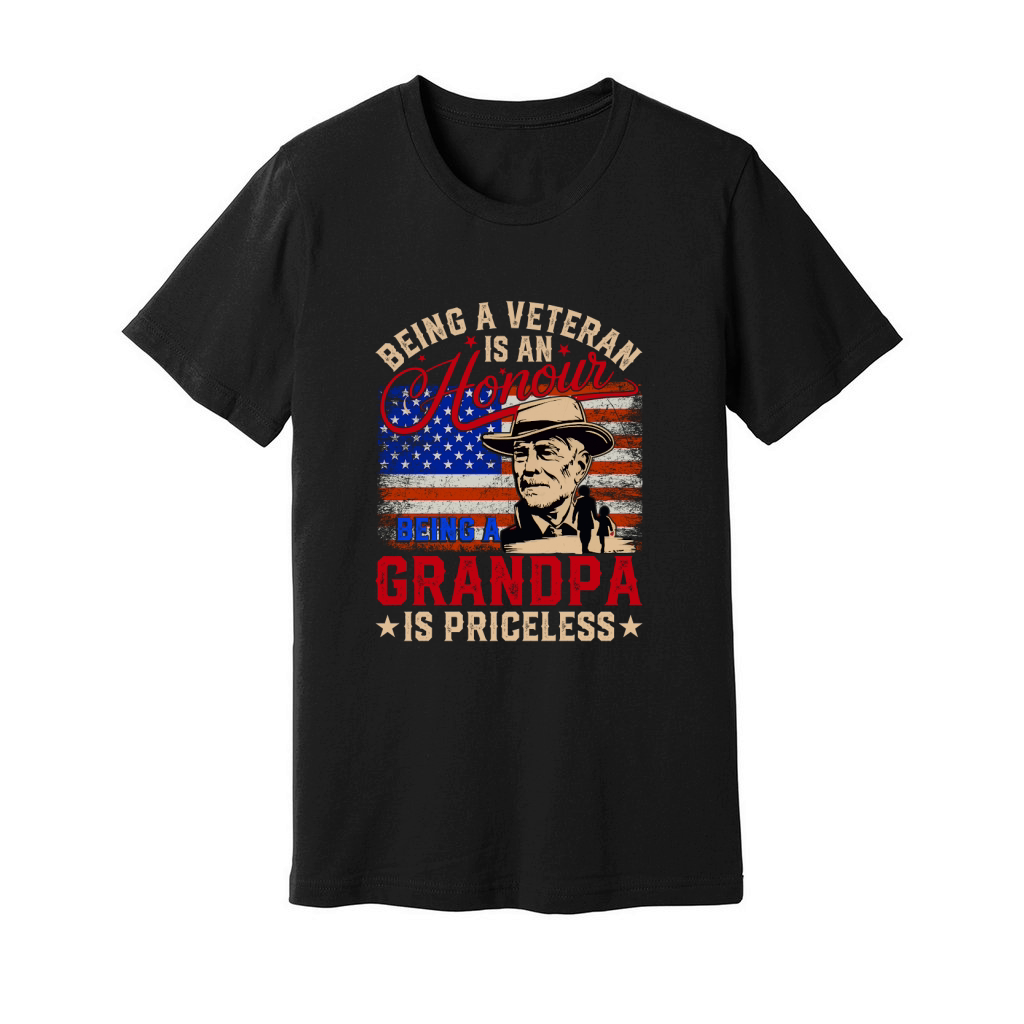 Being a veteran is an honour being a grandpa is priceless Unisex Jersey Tee