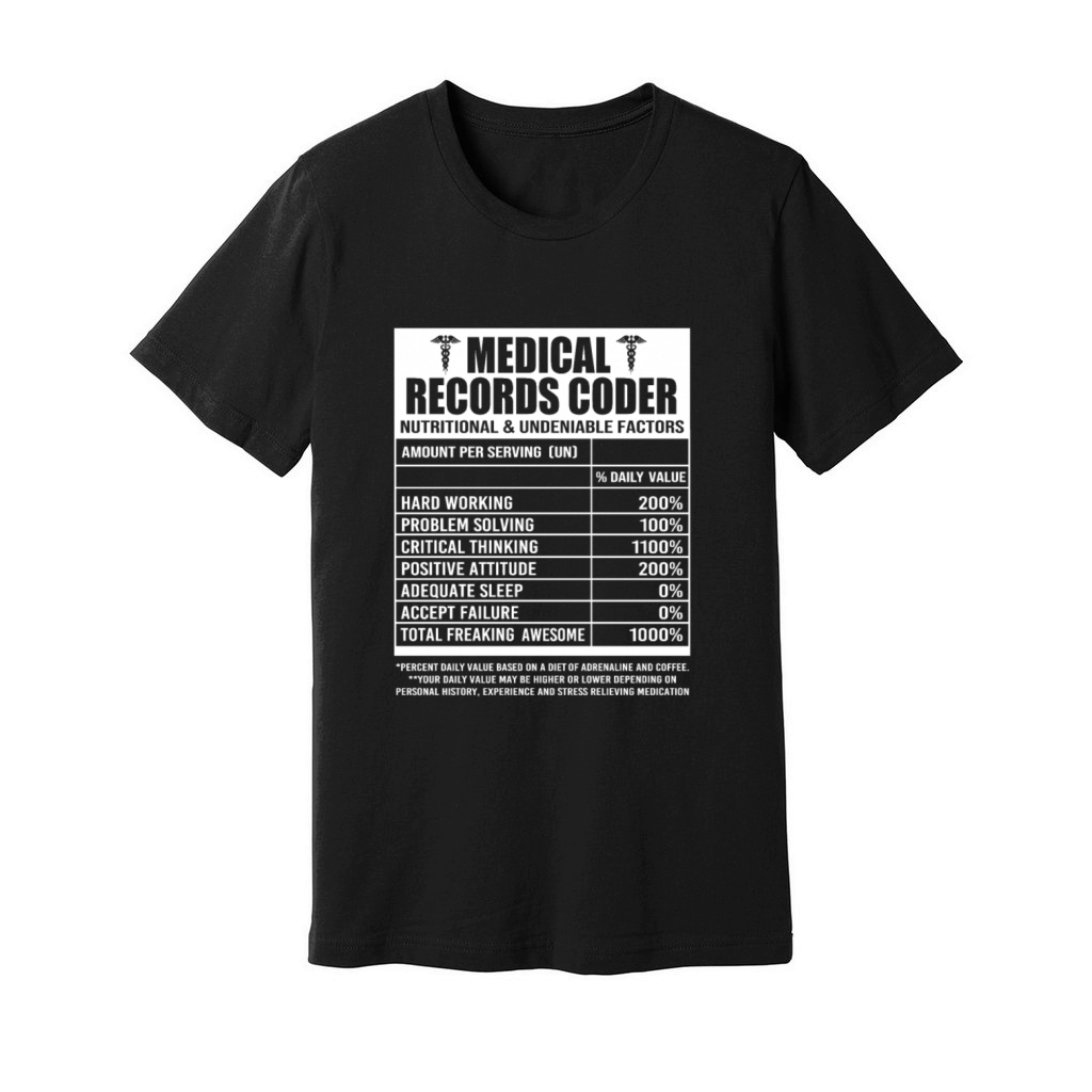 Vintage Medical Records Coder Nutritional Facts Unisex Jersey Tee