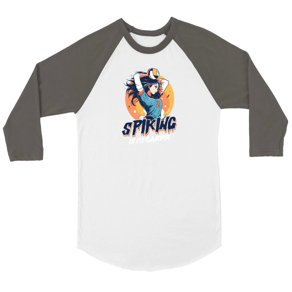 Funny Volleyball Spiking Is My Cardio Unisex ¾ sleeve Raglan T-shirt
