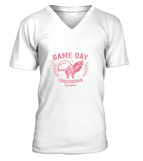 Coquette Football Season Game Day V-Neck T-shirt