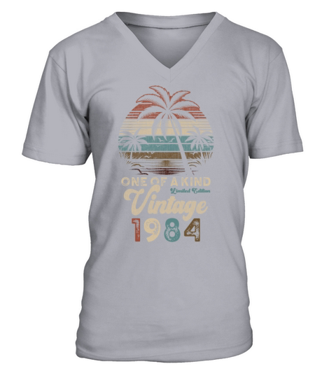 Vintage 1984 Birthday Palm Trees V-Neck T-shirt
