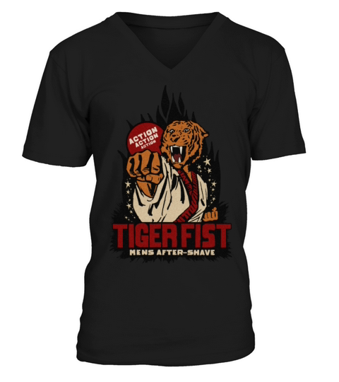 Vintage Tiger Fist Mens After Shave V-Neck T-shirt